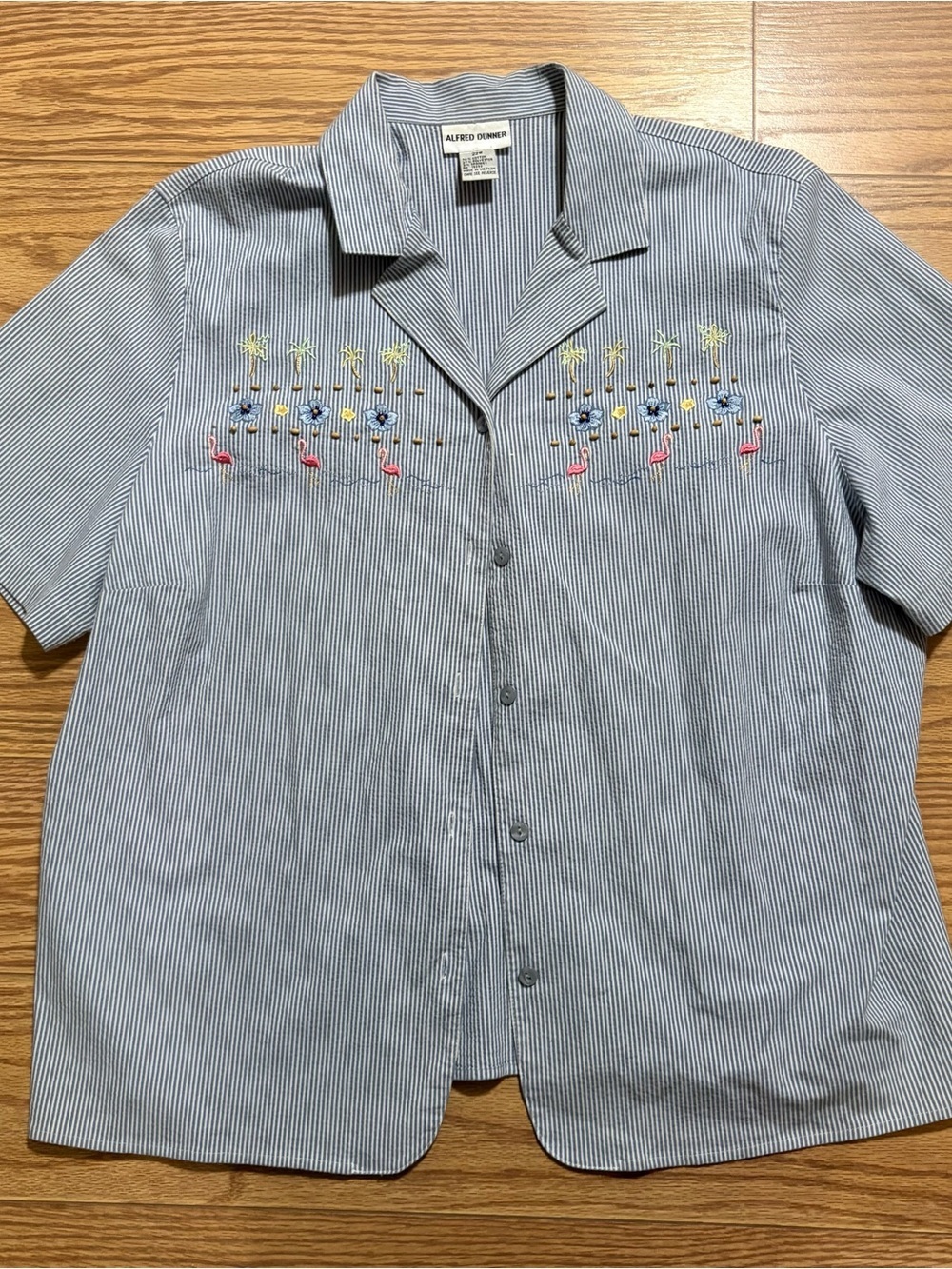 Vintage Alfred Dunner Beach Vacation Embroidered Button Up Shirt 22W Granny